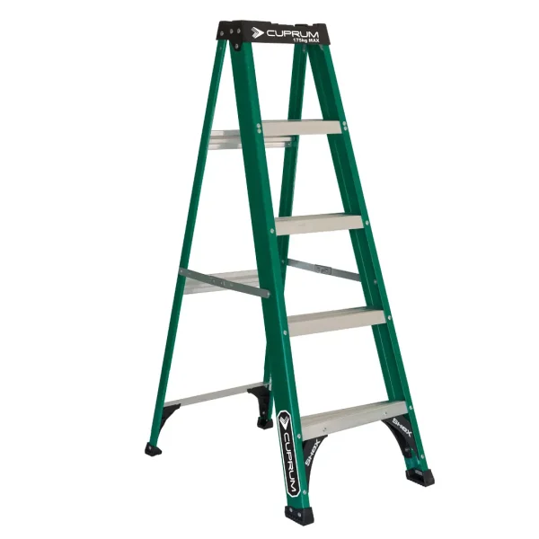 ESCALERA FIBRA DE VIDRIO TIJERA 5 PELDAÑOS 1.55 MTS 175 KG. CUPRUM